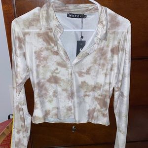 mesh button up shirt